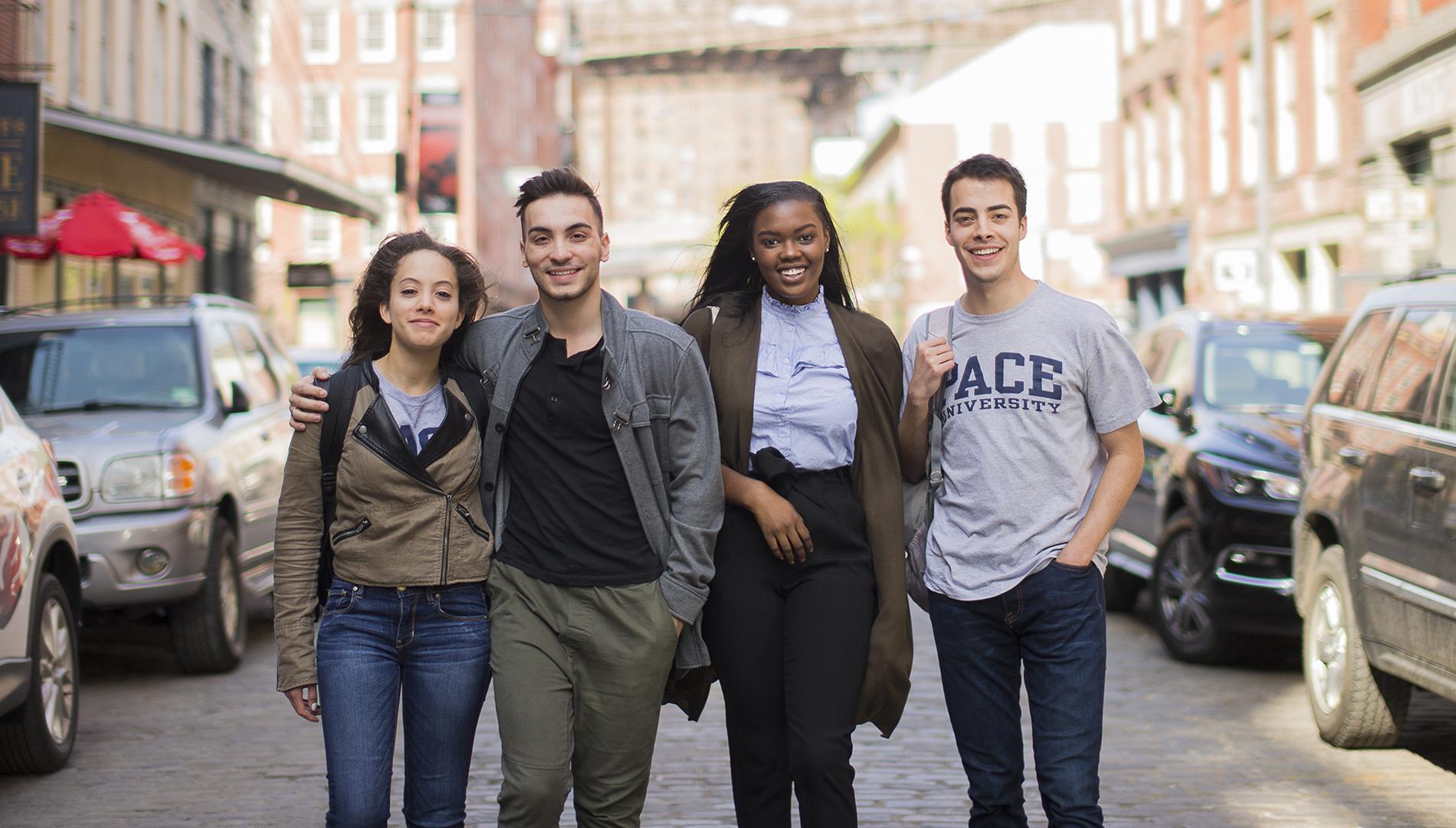 Pace students walking in NYC