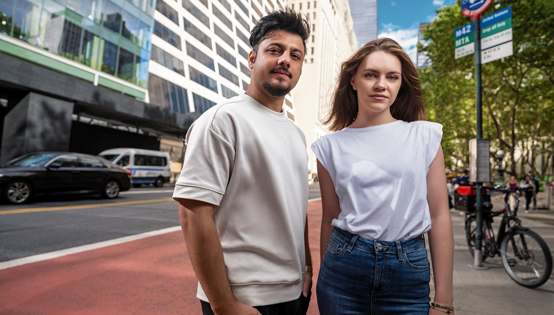 Two Pace Univesity tech students in NYC 